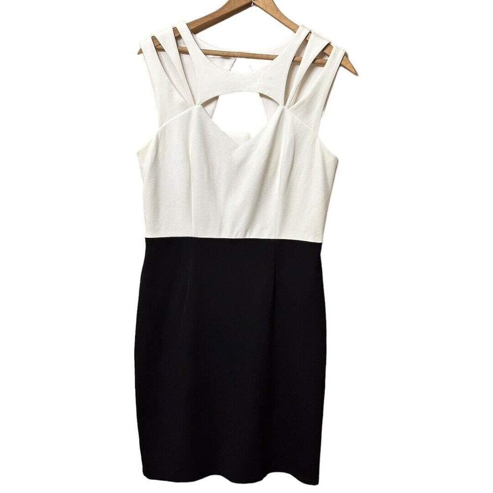 Betsey Johnson Black & White Fit & Flare Cocktail Dress with cutouts size 6
